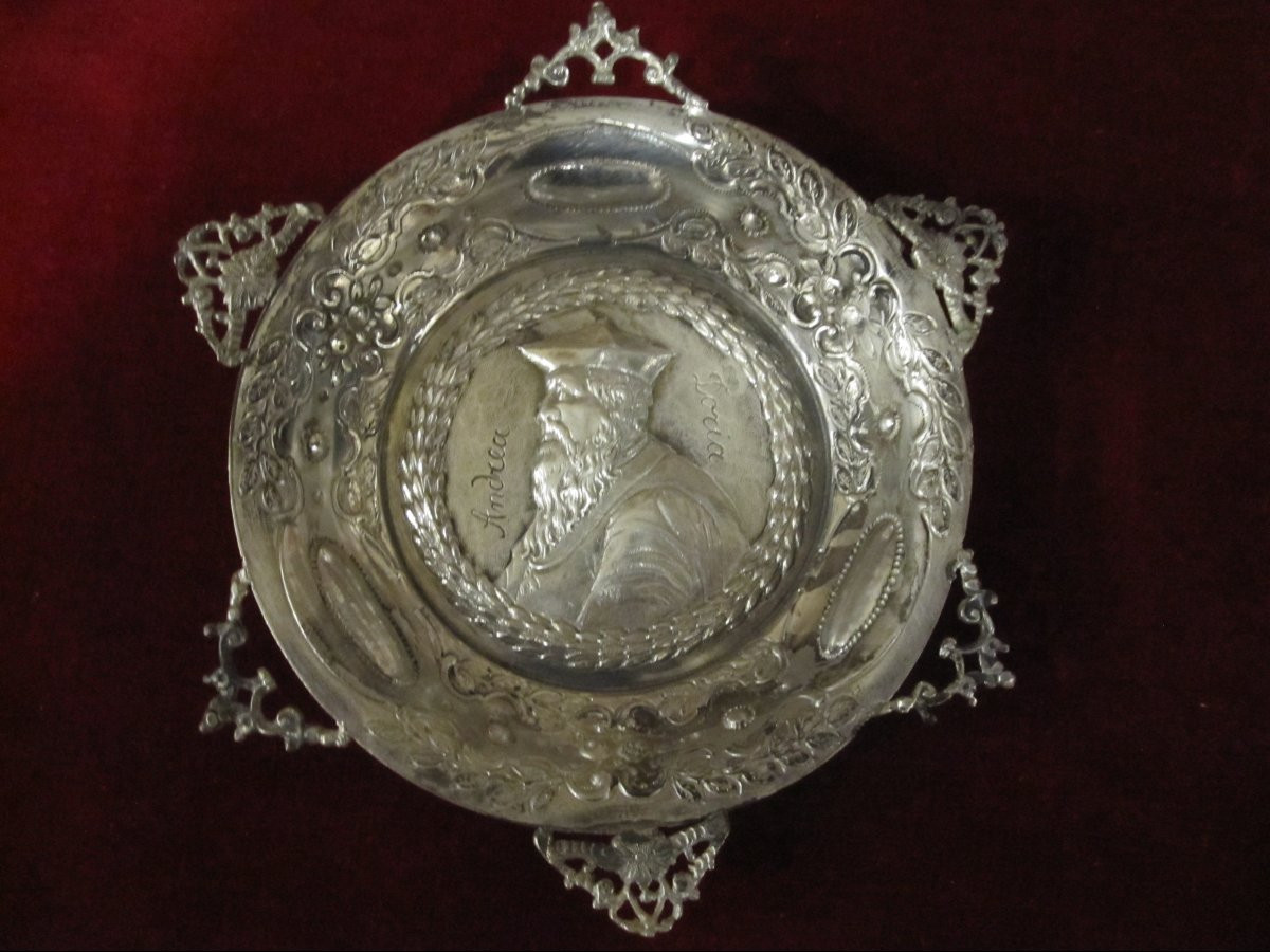 Silver Bowl, Chased And Embossed With A Bust Of Andrea Doria. Italy, 17th Or 18th Century-photo-1