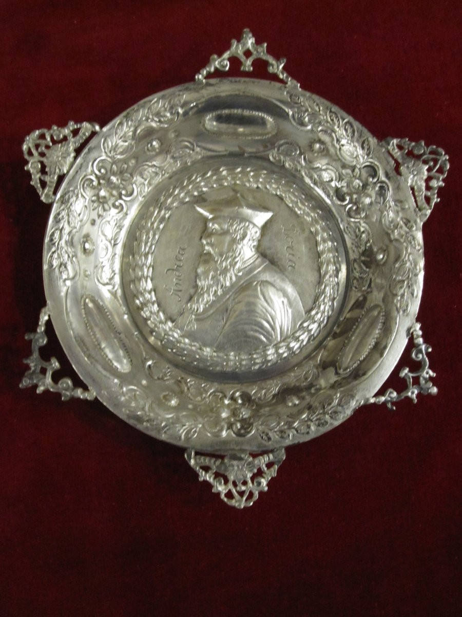 Silver Bowl, Chased And Embossed With A Bust Of Andrea Doria. Italy, 17th Or 18th Century-photo-7