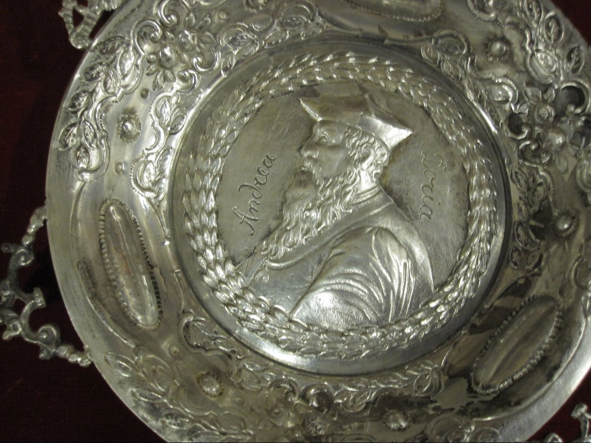 Silver Bowl, Chased And Embossed With A Bust Of Andrea Doria. Italy, 17th Or 18th Century-photo-8