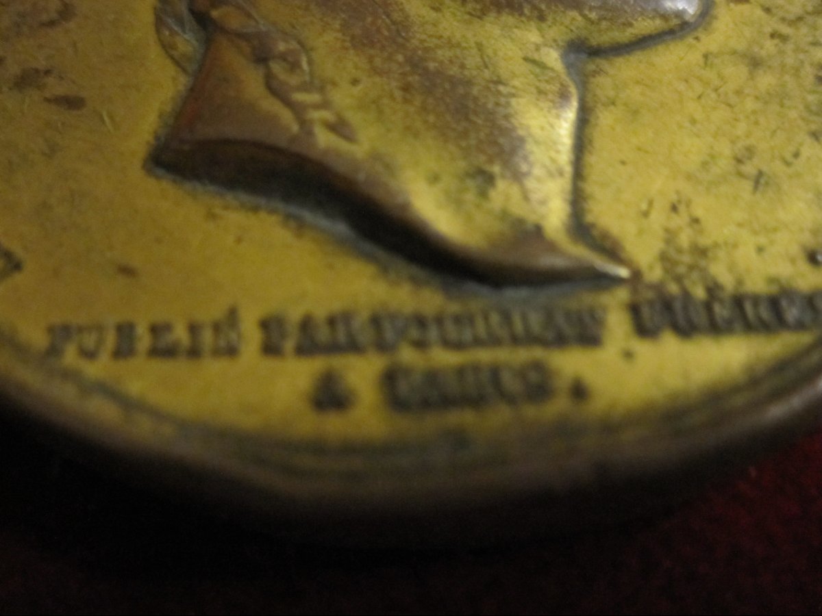 Commemorative Medal In Gilded Copper Depicting The History Of France. Bust Of Napoleon. 183-photo-1