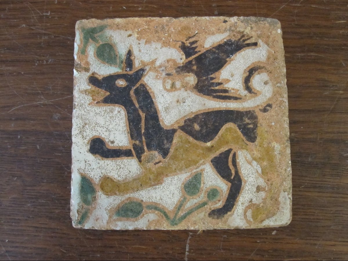 Gothic Tile, 15th Or Early 16th Century. Falconry Series-photo-1