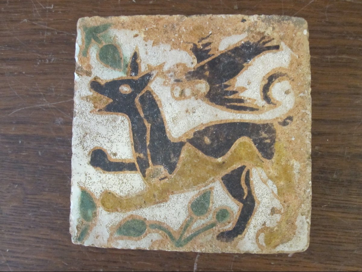 Gothic Tile, 15th Or Early 16th Century. Falconry Series