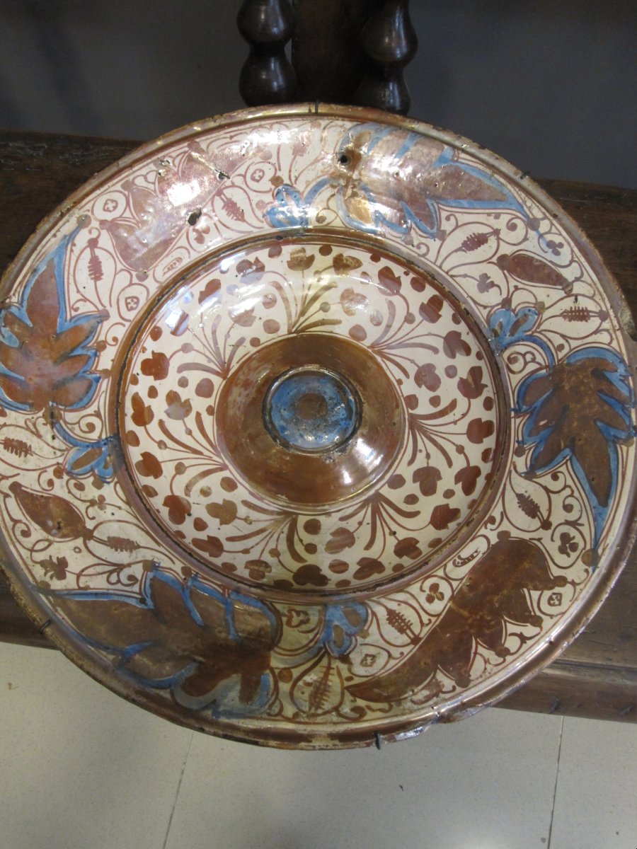 Hispano-moorish Glazed Earthenware Plate. Manises (valencia), 16th Century-photo-3