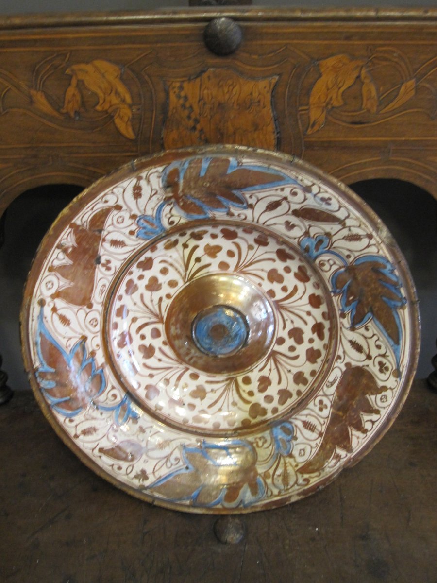 Hispano-moorish Glazed Earthenware Plate. Manises (valencia), 16th Century-photo-4
