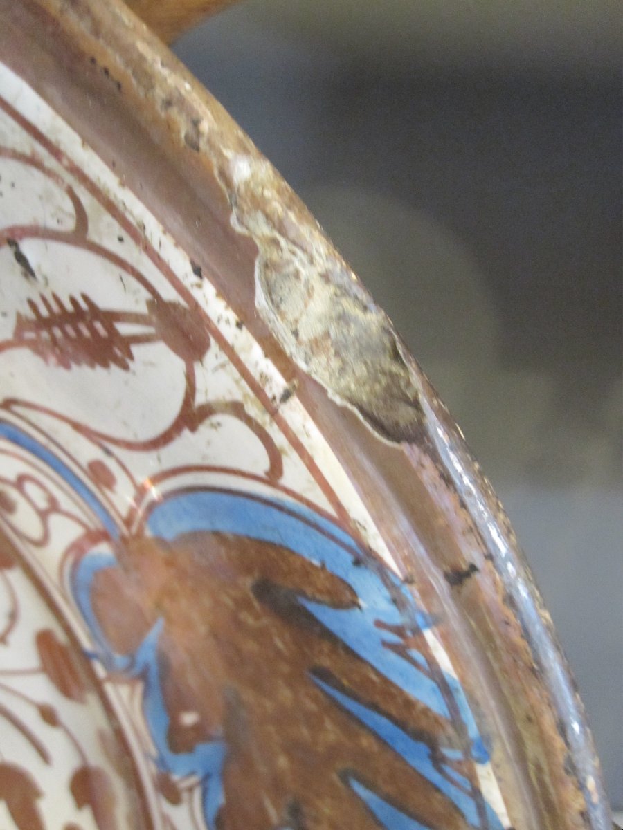 Hispano-moorish Glazed Earthenware Plate. Manises (valencia), 16th Century-photo-7