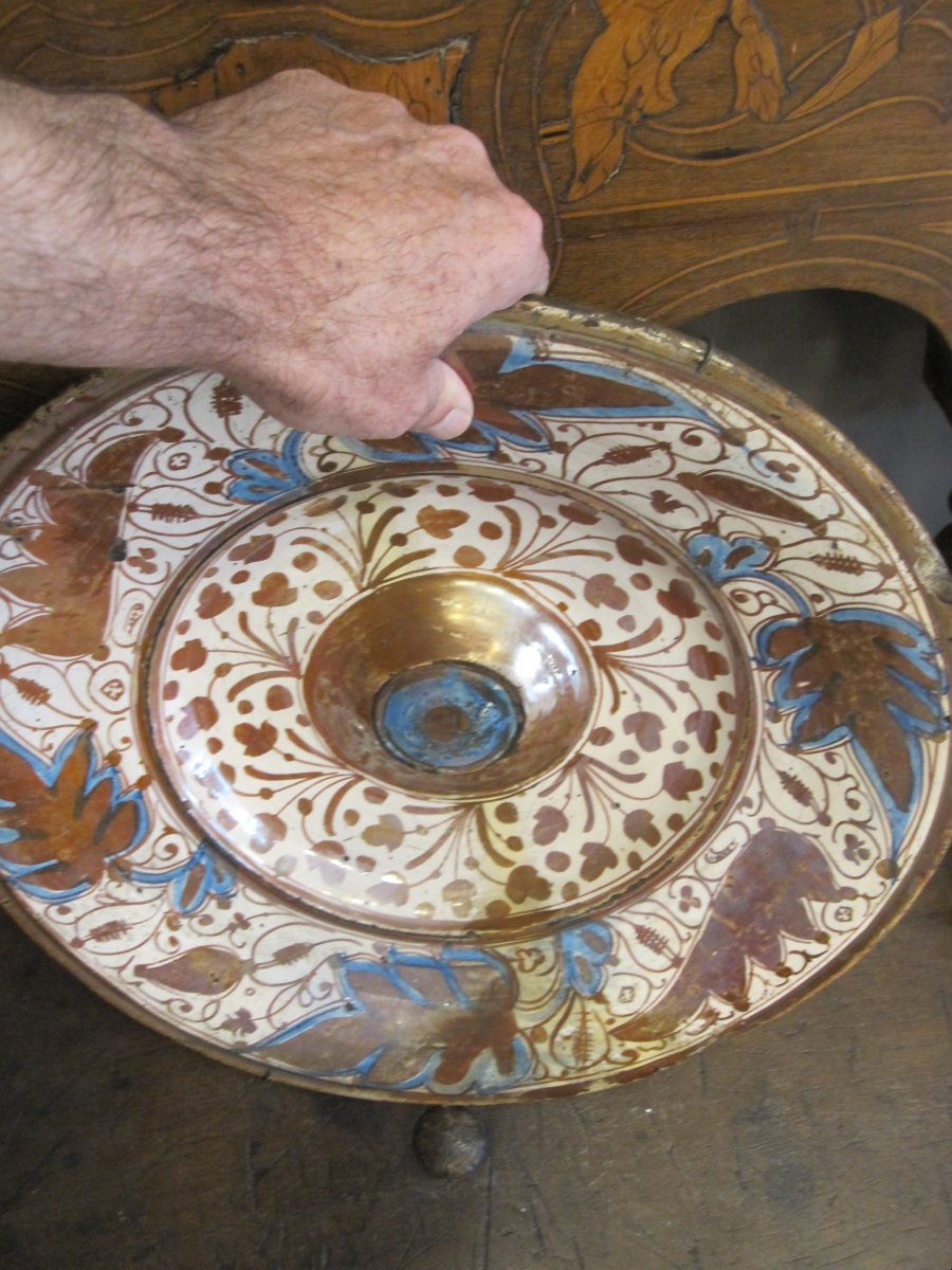 Hispano-moorish Glazed Earthenware Plate. Manises (valencia), 16th Century-photo-8
