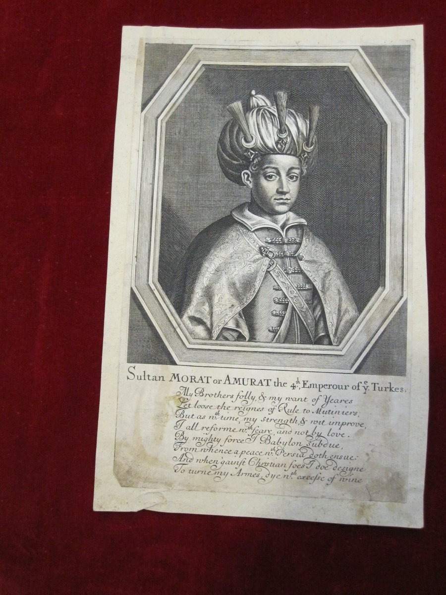 Sultan Morat ou Amurat, empereur turc. 1623-1640. Gravure sur cuivre du XVIIe siècle -photo-2