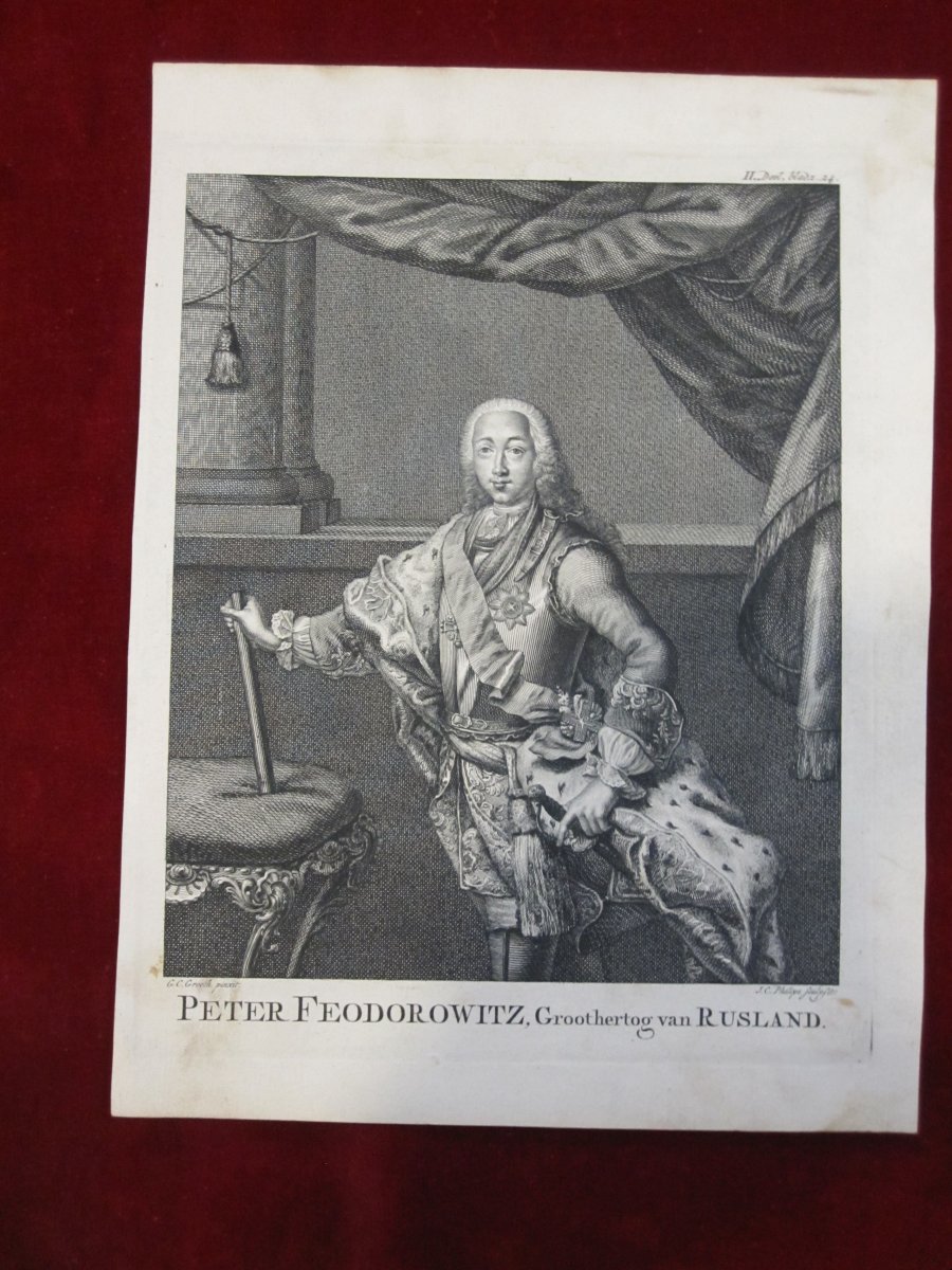 Pierre Feodorowitz. Grand Duke Of Russia. 18th-century Engraving.