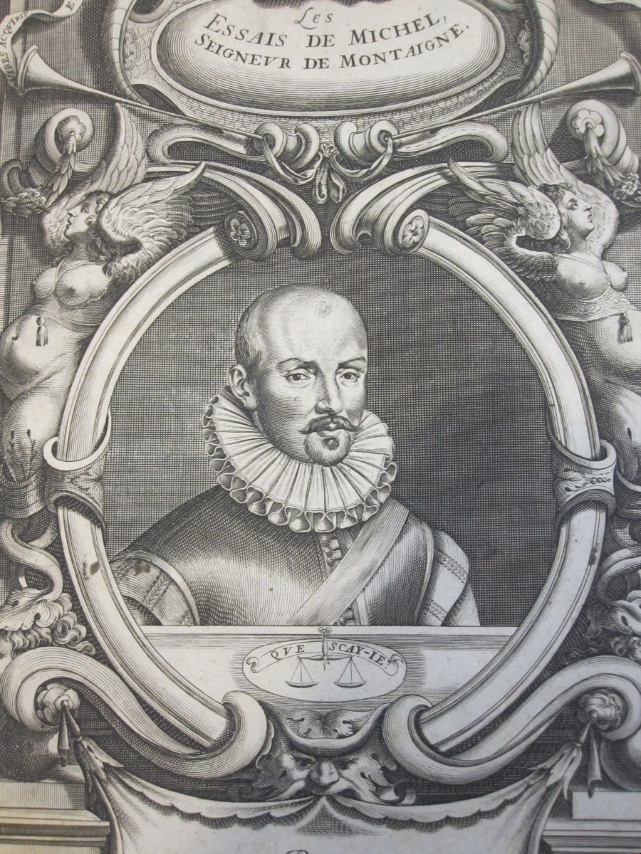 Michel De Montaigne. Frontispiece With A Portrait From 1657. Copper Engraving-photo-2