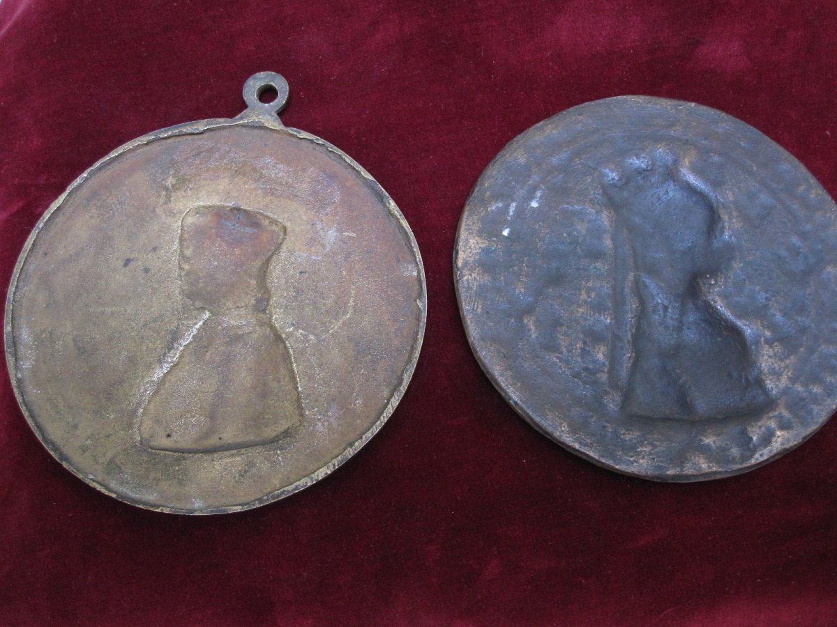 Luis XII Of France And Ana Of Brittany Large Medal Plates Made In Lion In 1499-photo-4