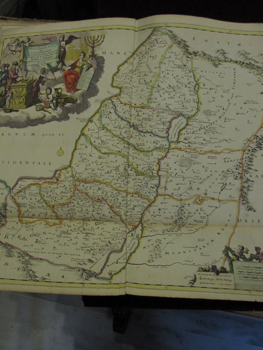 Grande carte de la Palestine et d'Israël. par Theodorus Danckerts 53 X 58 cm. coloré de l'époqu-photo-4