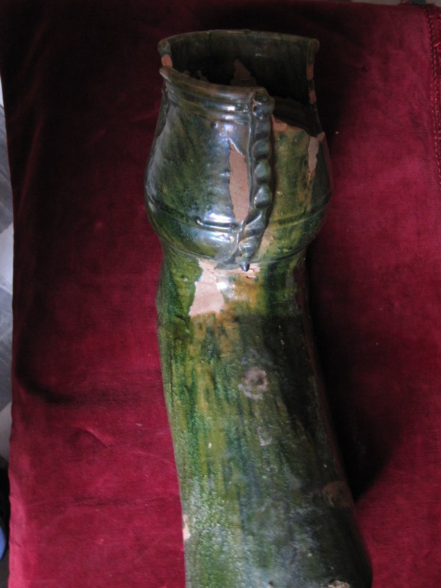 Ceramic Gargoyle Enamelled In Green From The Mudéjar Period-photo-3