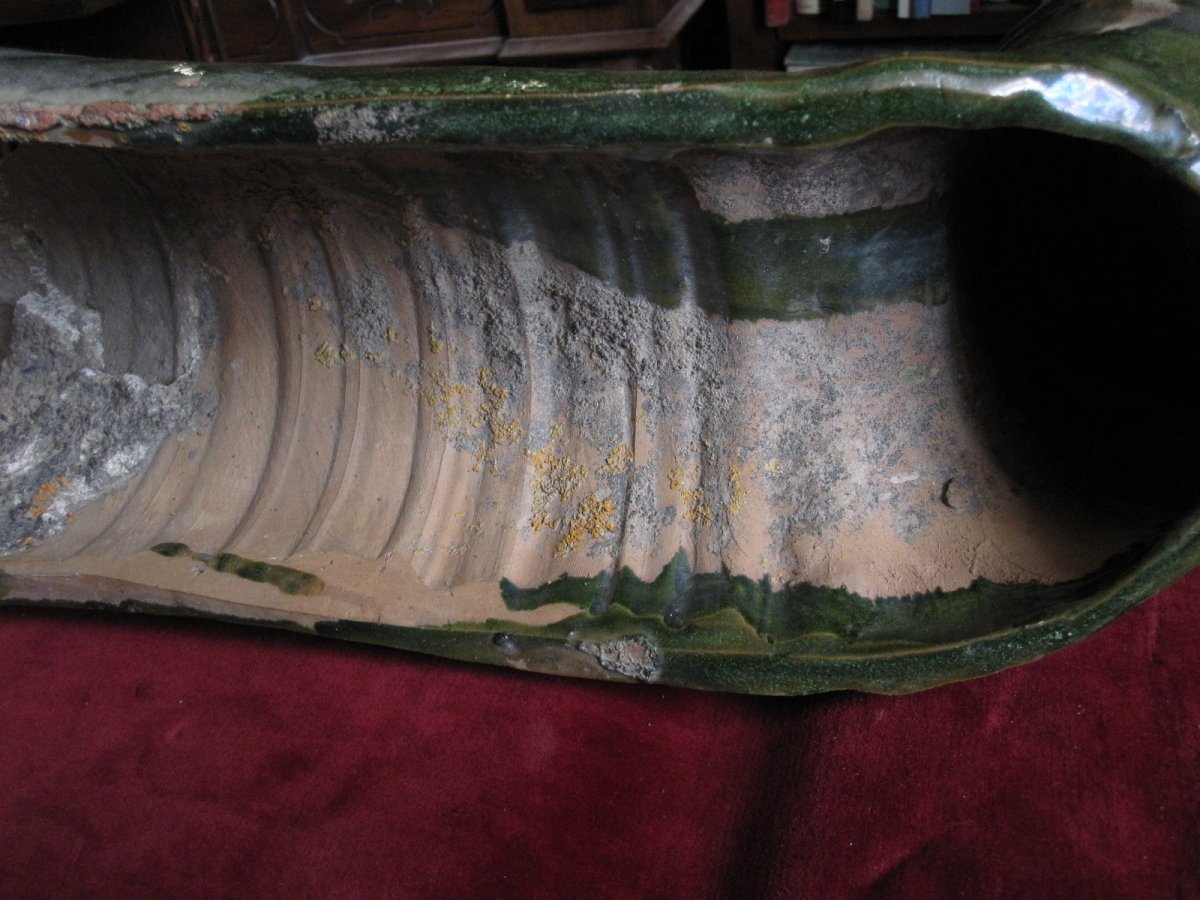 Ceramic Gargoyle Enamelled In Green From The Mudéjar Period-photo-1