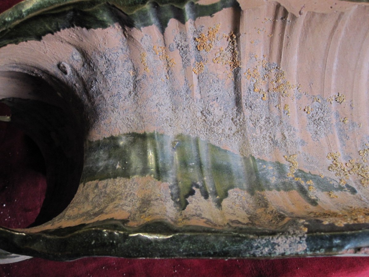 Ceramic Gargoyle Enamelled In Green From The Mudéjar Period-photo-5
