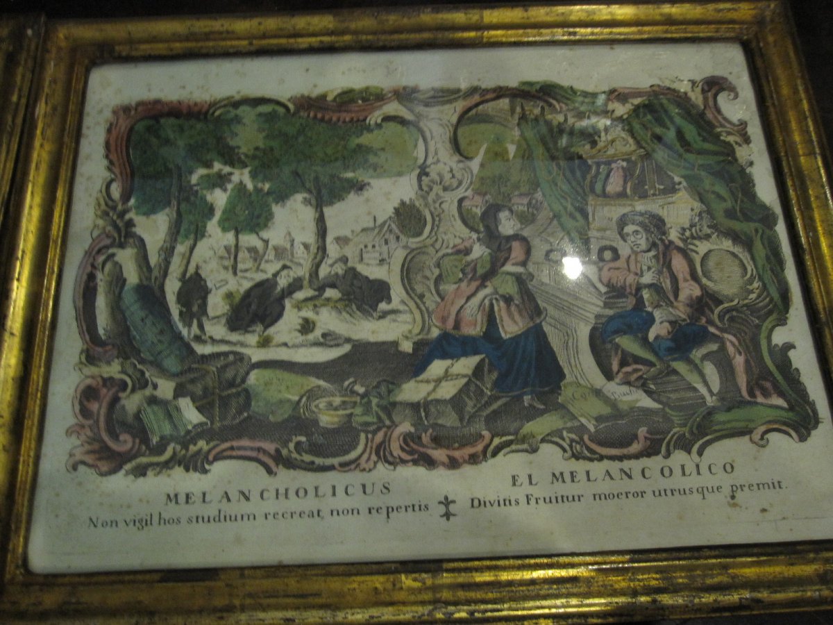 The Four Temperaments. 18th Century Color Copper Engravings-photo-1