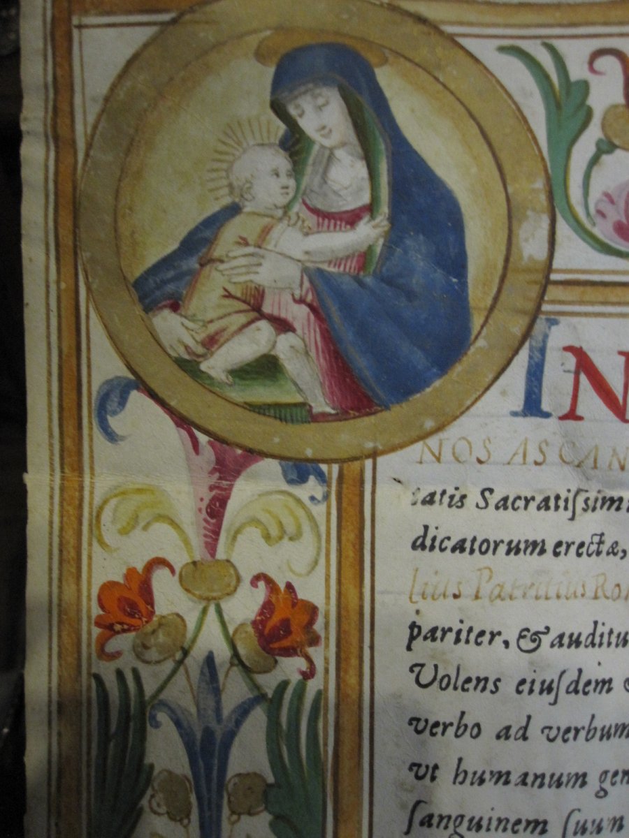 Important MiniÉ Document On Parchment By Clement VIII. Year 1595-photo-1