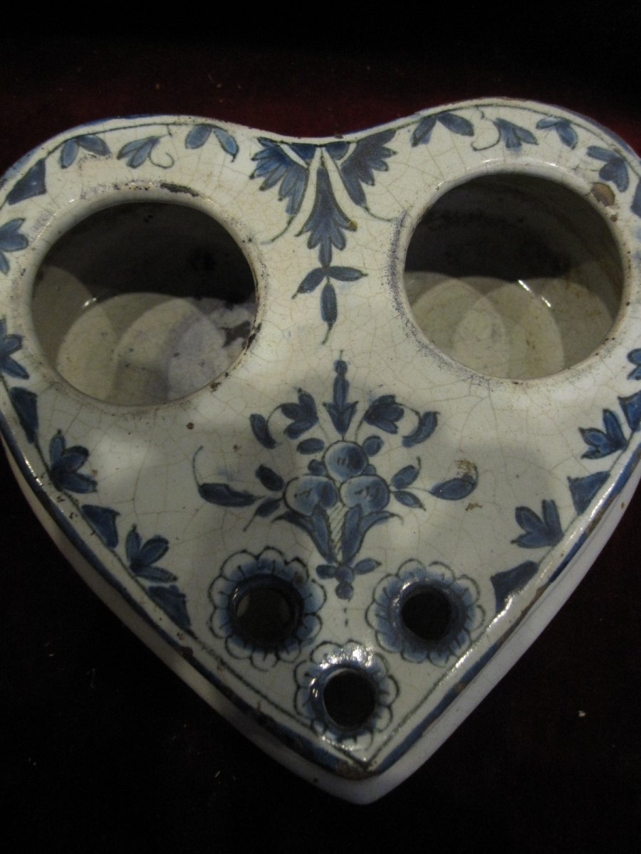French Ceramic Inkwell From The 18th Or Early 19th Century-photo-3