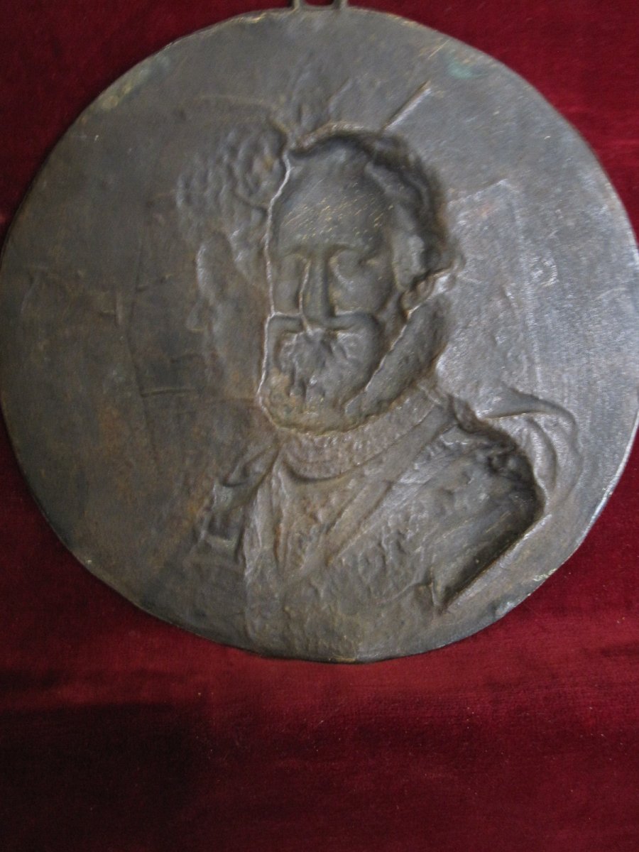 Guillaume Dupré: Henri IV And Maria De Medicis. Tondo In Bronze From S. XVII-photo-4