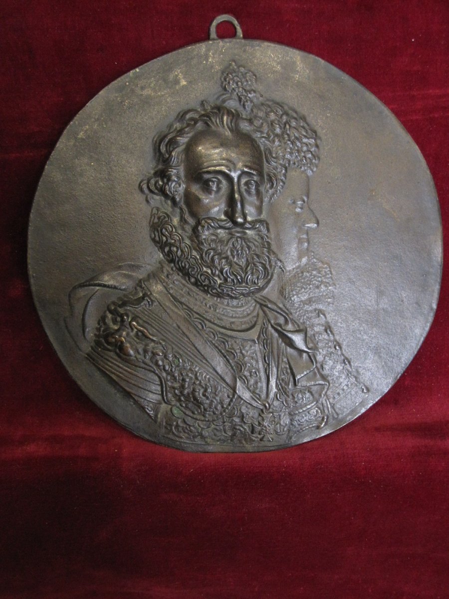 Guillaume Dupré: Henri IV And Maria De Medicis. Tondo In Bronze From S. XVII