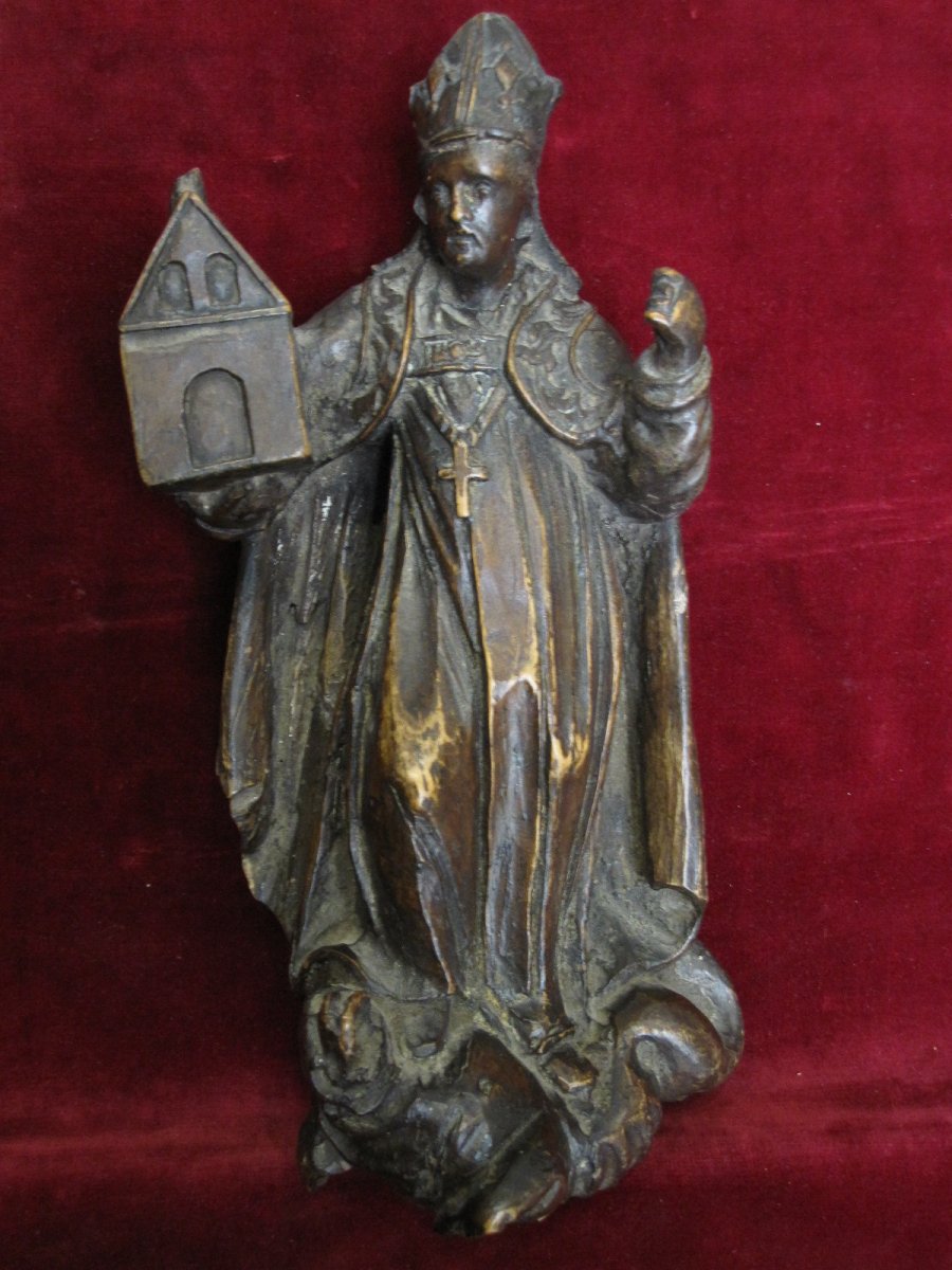 Founding Bishop: San Agustin? Wood Carving From S. XVII-photo-5