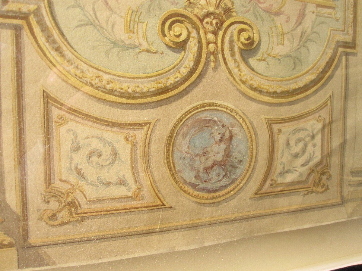Decoration Project. 18th Century Watercolor Drawing.-photo-1