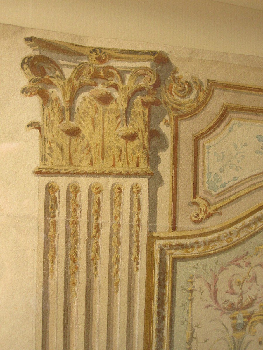 Decoration Project. 18th Century Watercolor Drawing.-photo-2