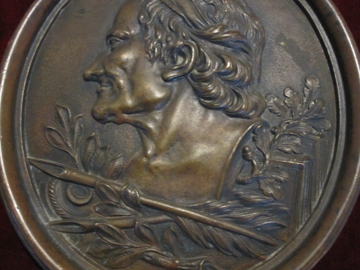 Voltaire. Large Bronze Plate 18.5 X 17 Cm-photo-3