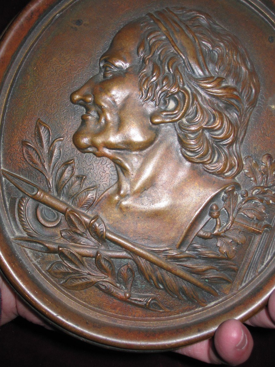 Voltaire. Grande Plaque En Bronze 18,5 X 17 Cm-photo-2