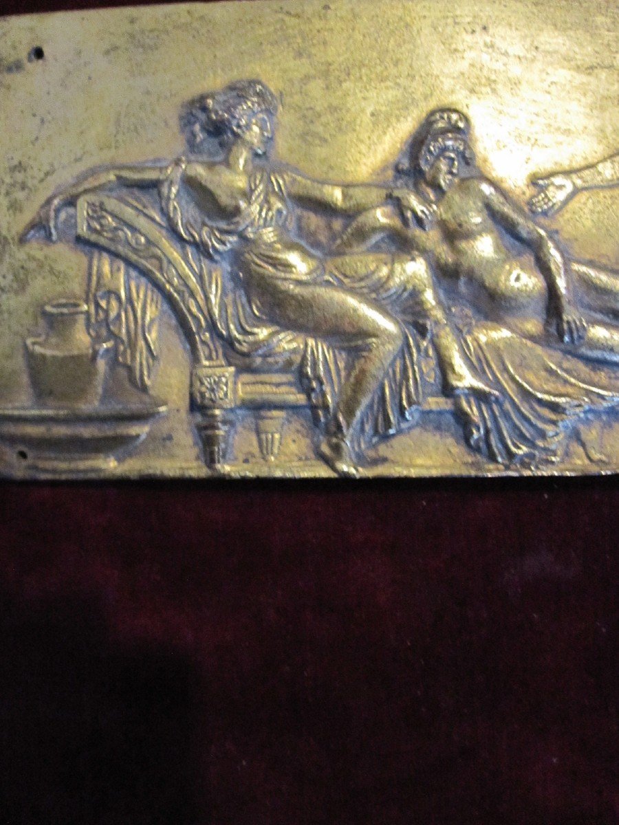 Plaque En Bronze Doré Avec Une Scène Mythologique, d'époque Néoclassique-photo-3