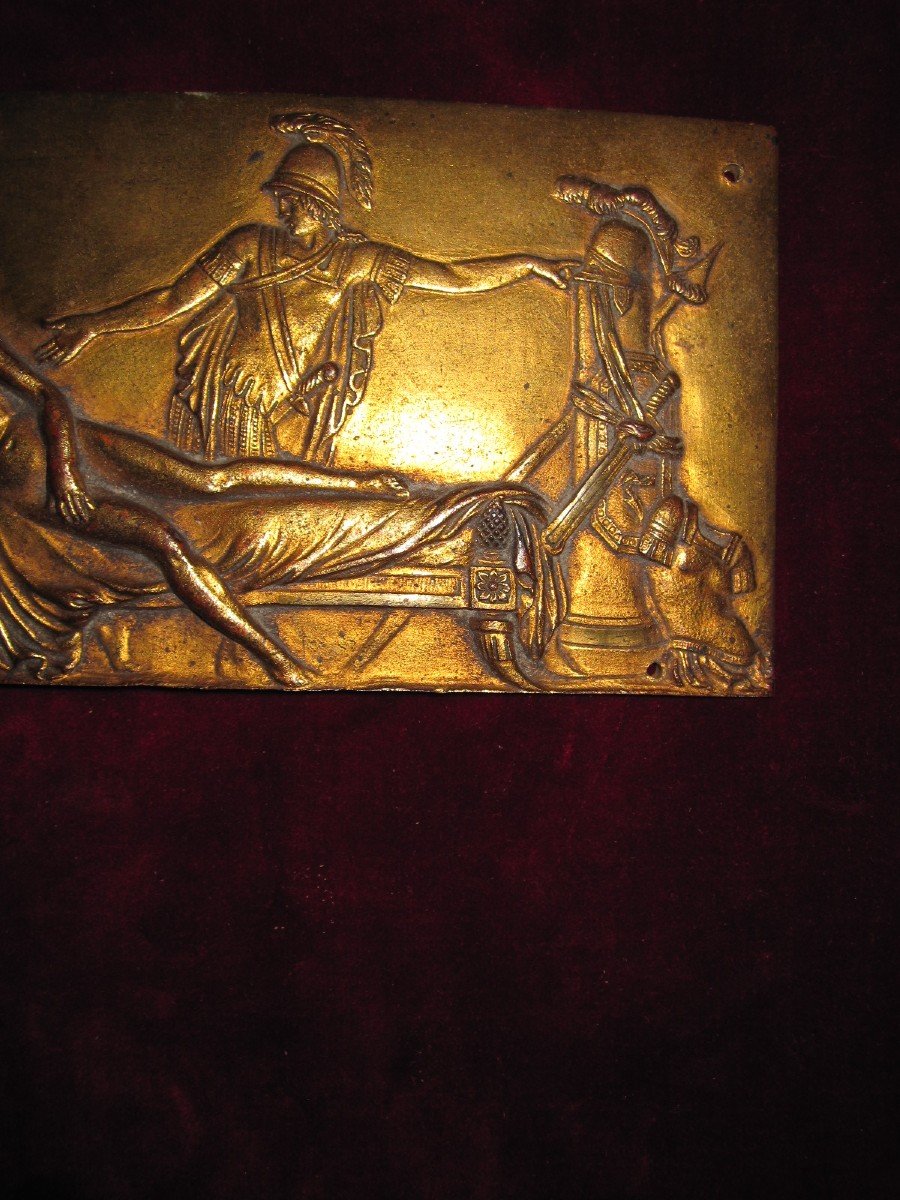 Plaque En Bronze Doré Avec Une Scène Mythologique, d'époque Néoclassique-photo-4