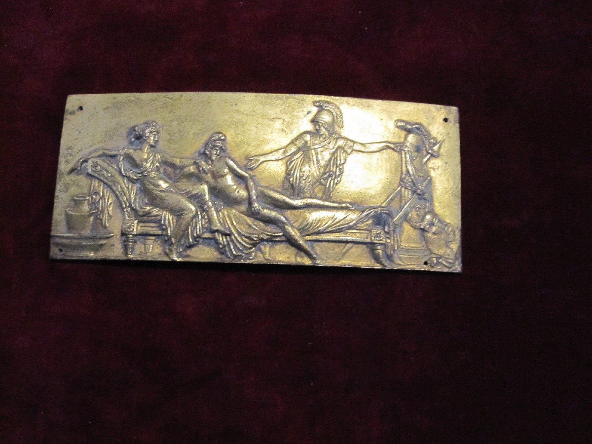 Plaque En Bronze Doré Avec Une Scène Mythologique, d'époque Néoclassique-photo-2