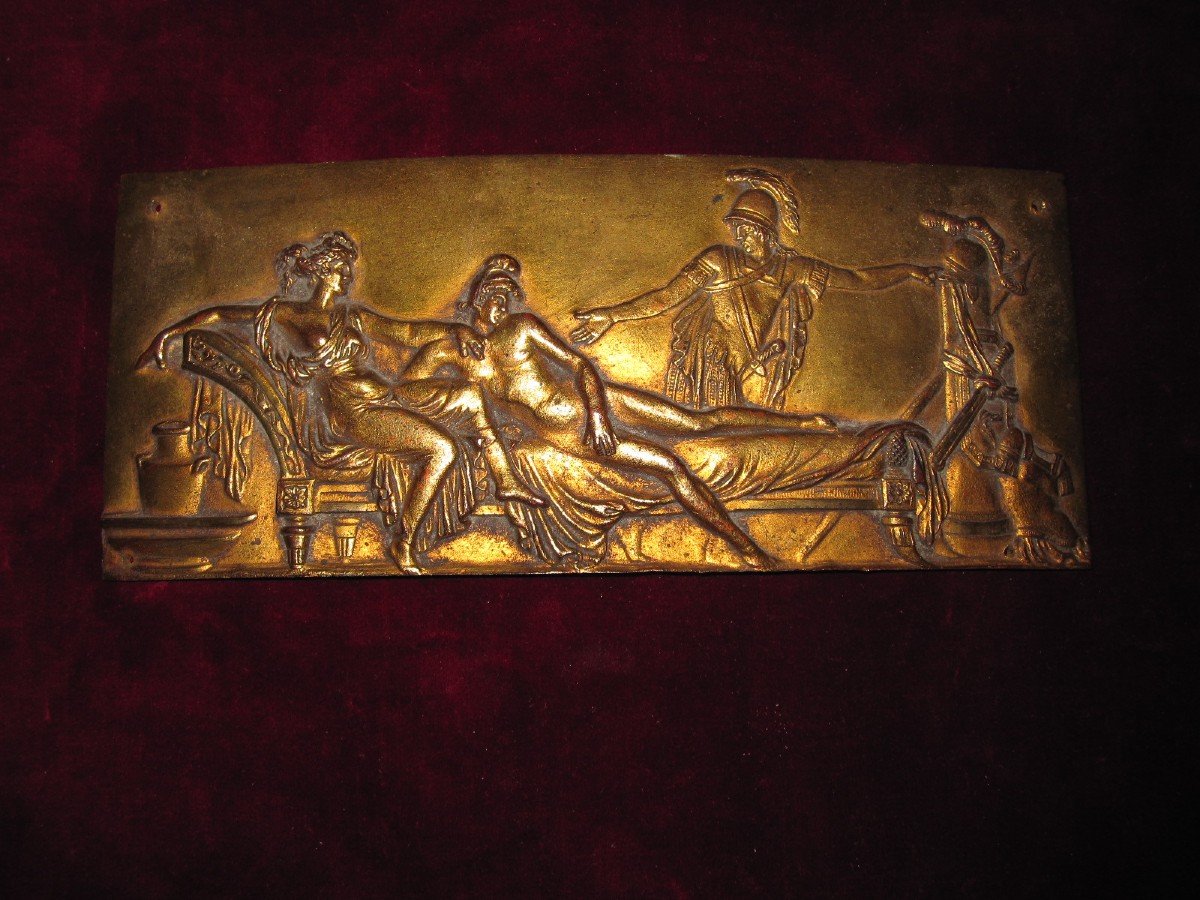 Plaque En Bronze Doré Avec Une Scène Mythologique, d'époque Néoclassique