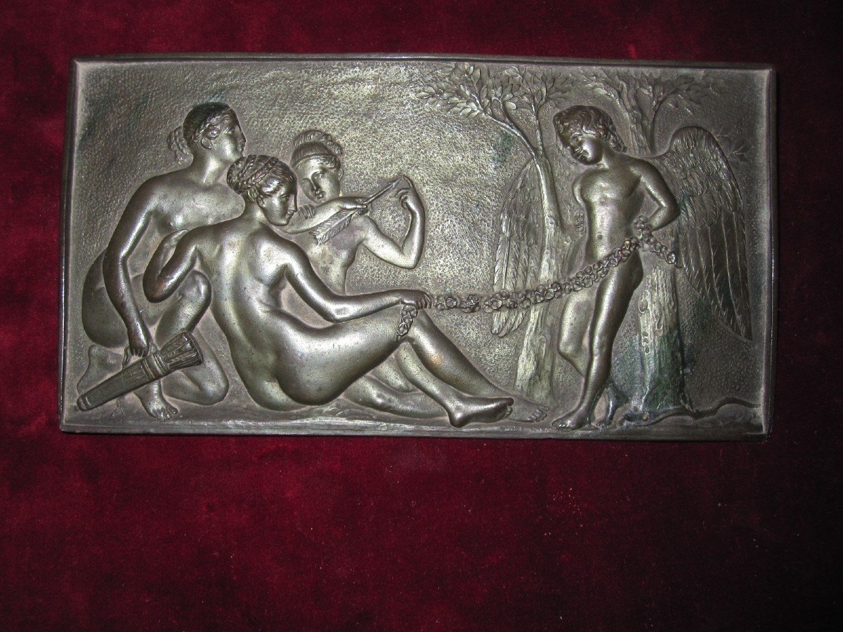 Plaque En étain Ou En Peltre Avec Scène Mythologique