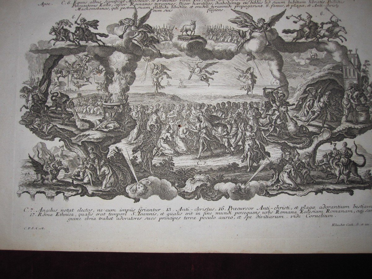 4 Gravures Aux Motifs Allégoriques De l'Apocalypse. Signé: Klauber-photo-6