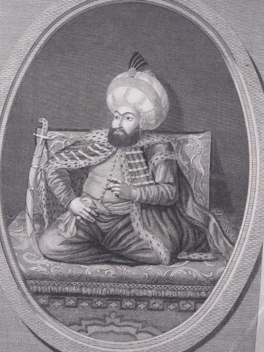 Mustafa III. Sultan Turc De 1757 à 1774 Gravure Sur Cuivre Du 18e Siècle-photo-2