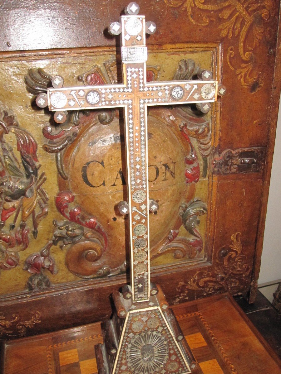 Croix De Jérusalem. En Incrustation De Nacre. Siècle XVIII-photo-5