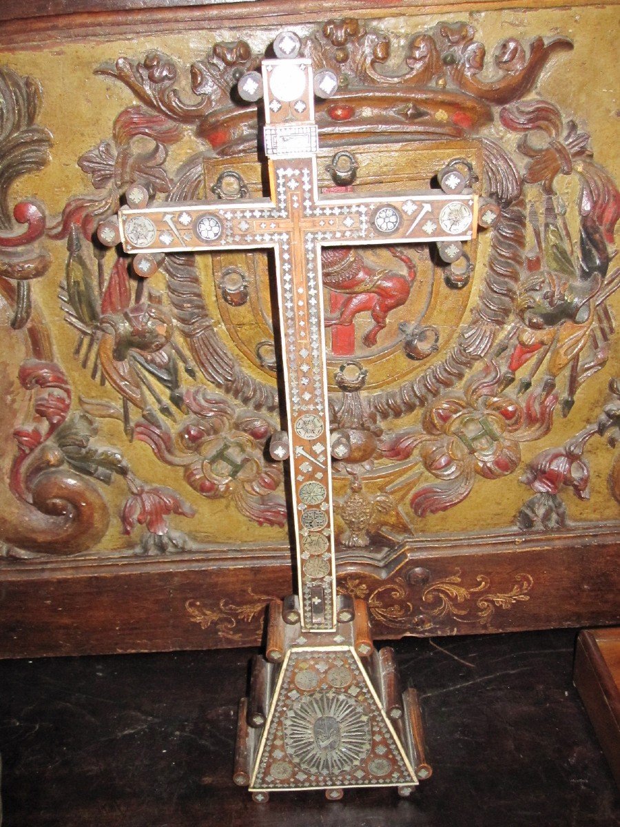 Croix De Jérusalem. En Incrustation De Nacre. Siècle XVIII-photo-6