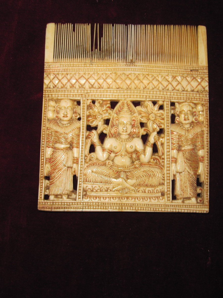 Comb Carved In Ivory. India Or Sri Lanka 18th Century-photo-2