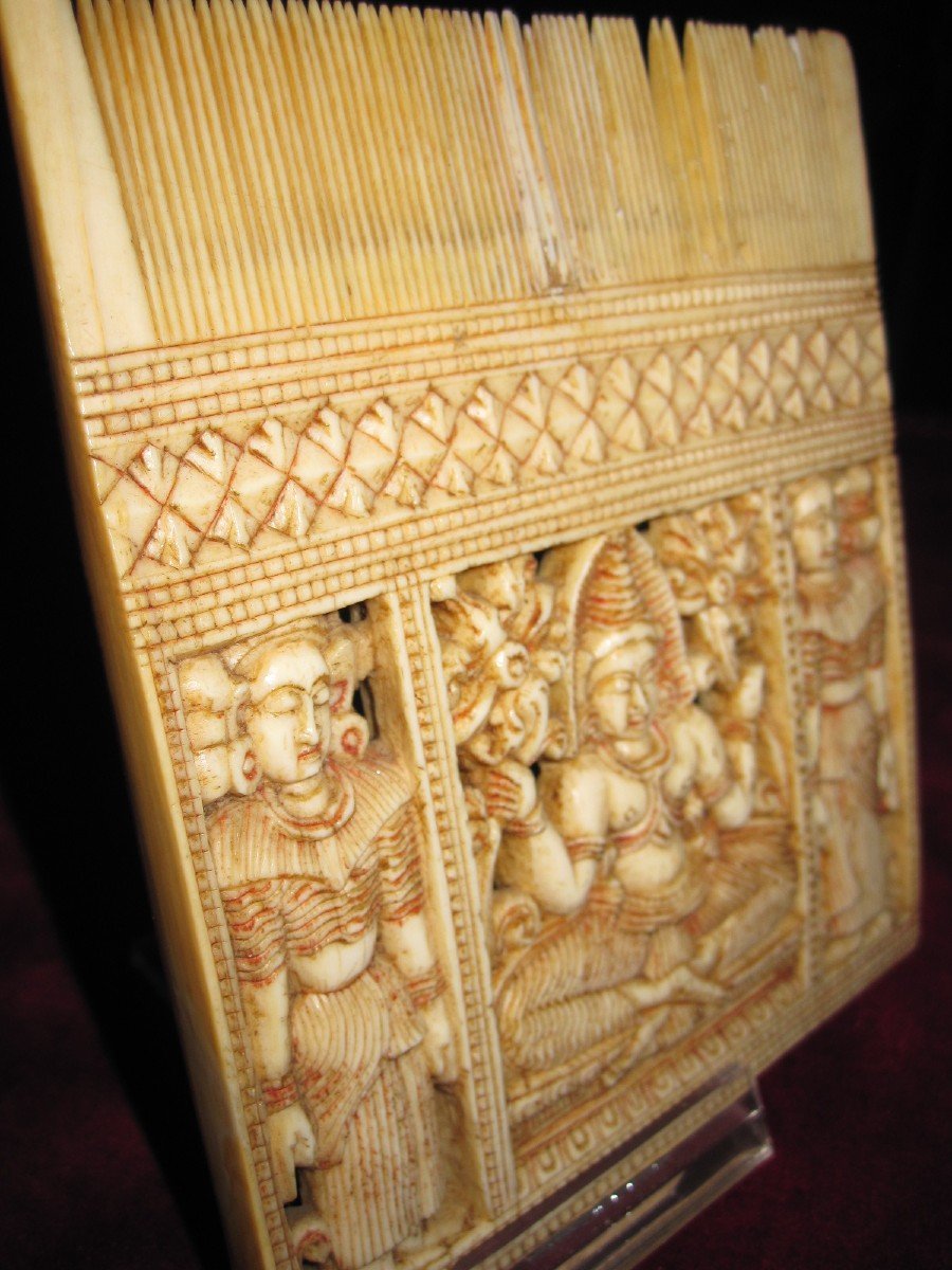 Comb Carved In Ivory. India Or Sri Lanka 18th Century-photo-3