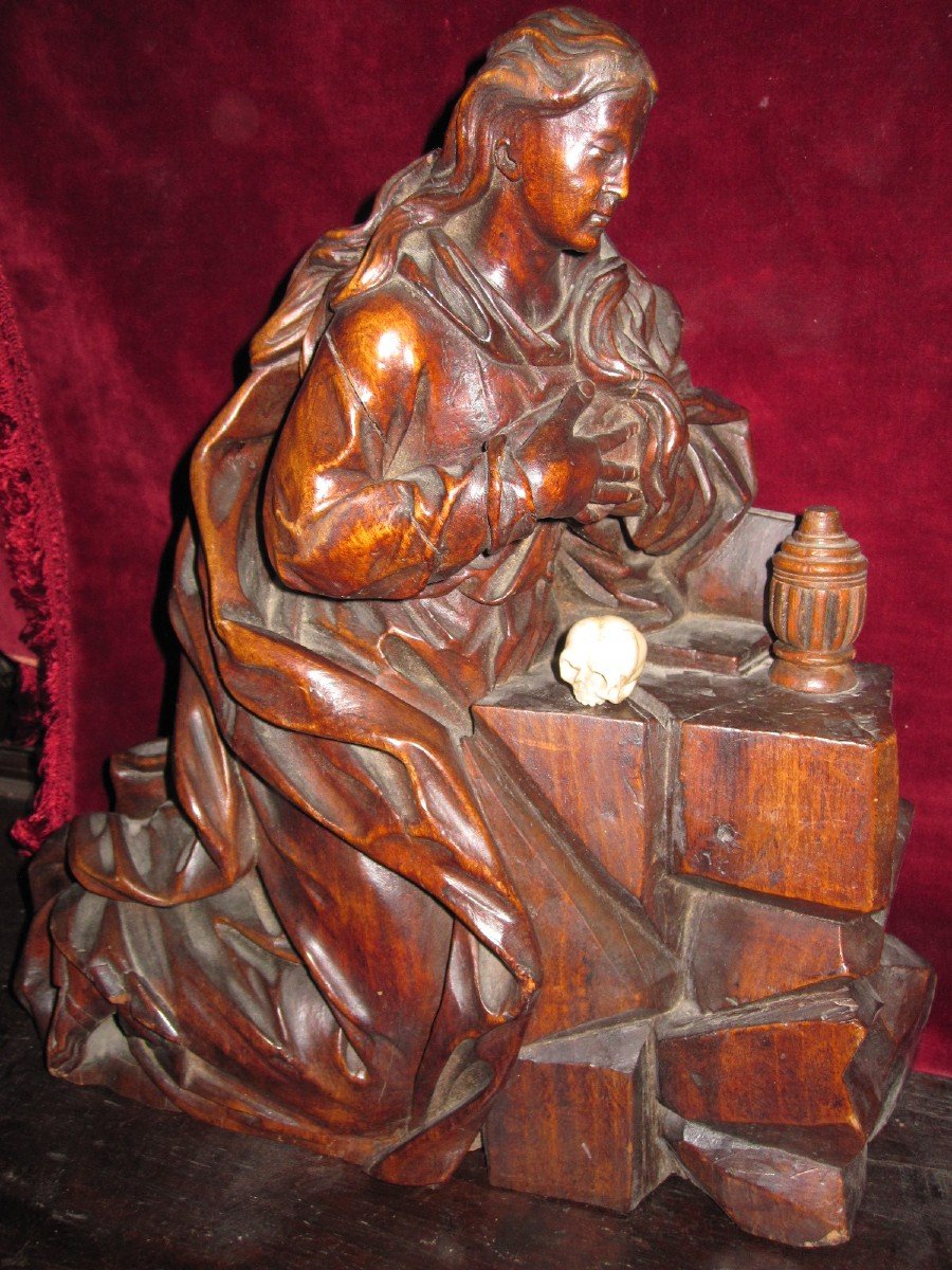 Marie-madeleine. Sculpture  En Bois. Flandre : Première Moitié Du XVIIe Siècle-photo-4