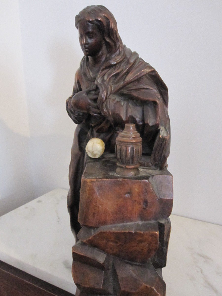 Marie-madeleine. Wood Sculpture. Flanders: First Half Of The 17th Century-photo-4