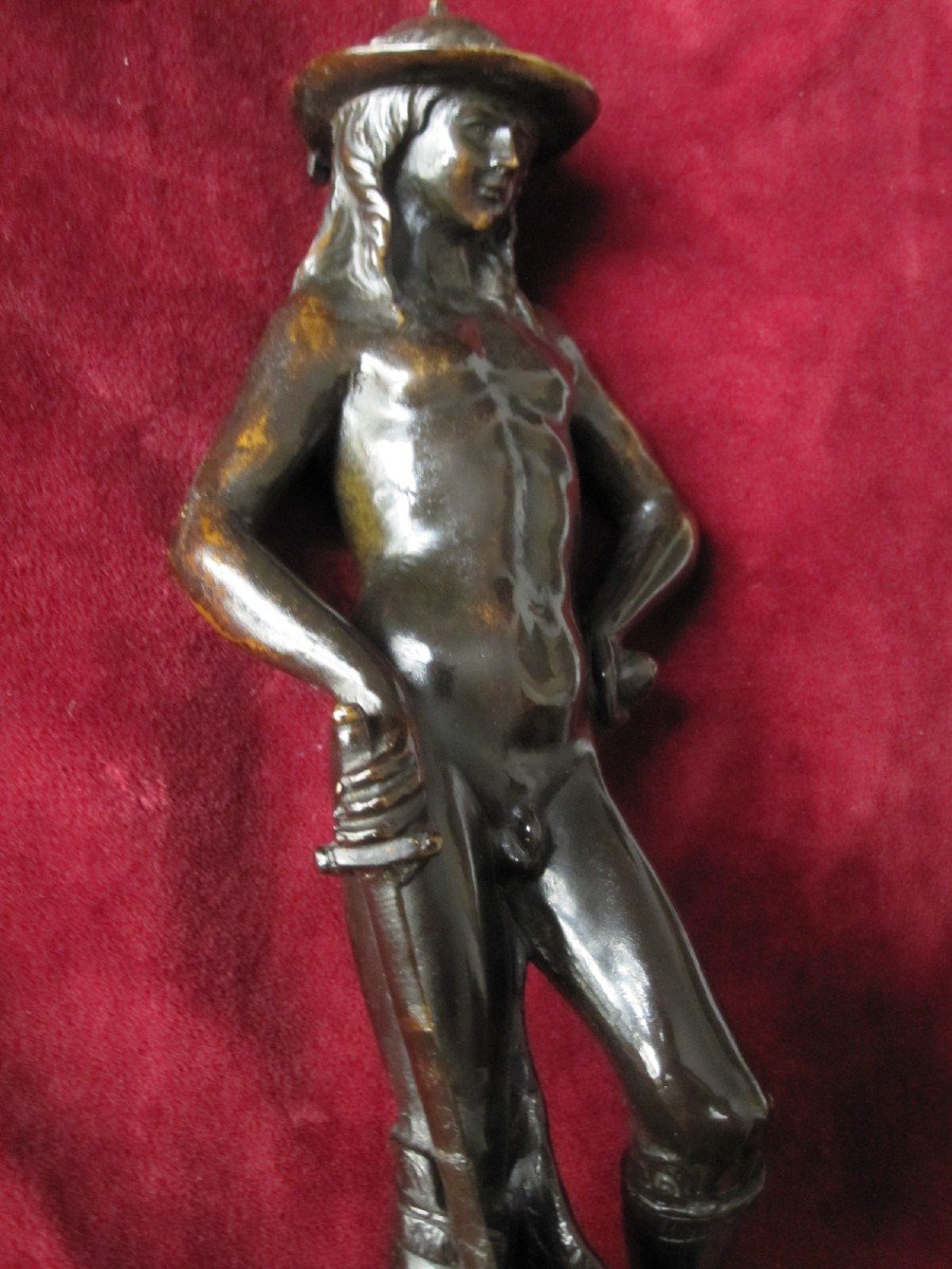 David De Donatello. Sculpture En Bronze Du S. XIXème-photo-2