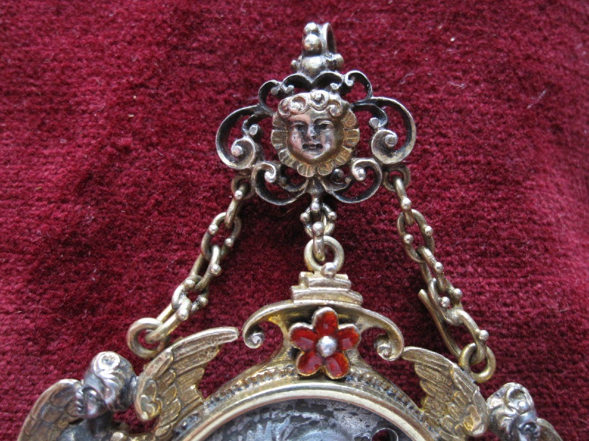 Austro-hungarian Silver Pendant With Tetradrachm Of Amyntas King Of Galatia-photo-1