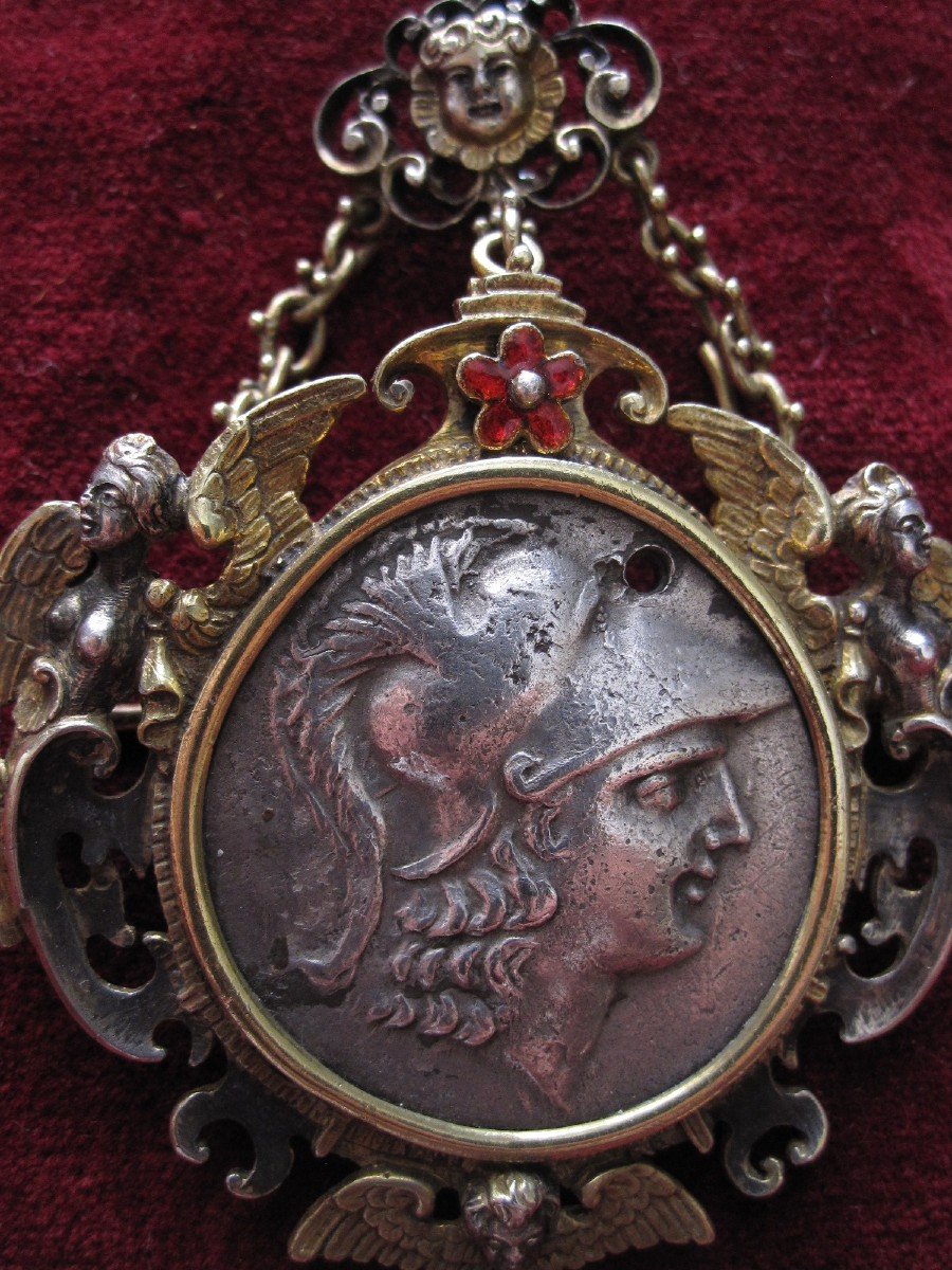 Austro-hungarian Silver Pendant With Tetradrachm Of Amyntas King Of Galatia-photo-6