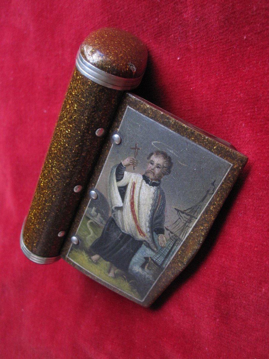 Beautiful Tobacco Box Of The S. XVIII With The Image Of San Francisco Javier Patron Saint Of Sailors-photo-2
