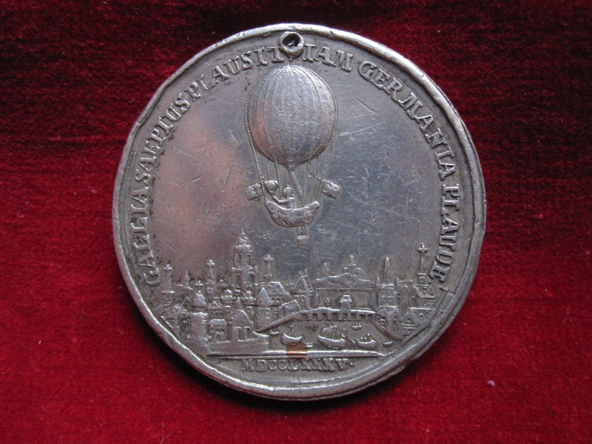 Blanchard Hot Air Balloon Ascension Medal. Year 1785-photo-3
