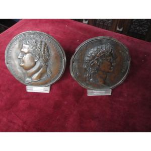 Augustus And Vespasian. Varin Medals, Made By Electroplating At The Beginning Of The 19th Century