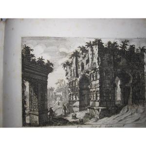PIRANESI, MORELLI et autres : Album avec cinquante gravures de vues de Rome