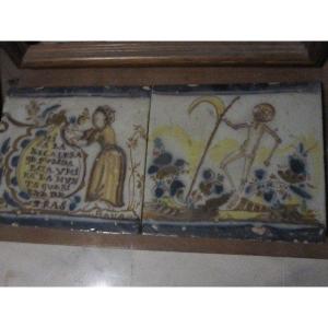 Memento Mori. Rare 18th Century Sevillian Azulejos