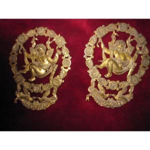 Pair Of Decorative Sconces In Gilt Bronze. 18th Or 19th Century